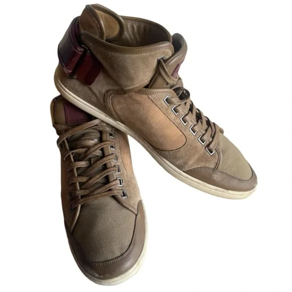Louis Vuitton Men’s Cutback Brown Suede Canvas Sneakers Size 8
